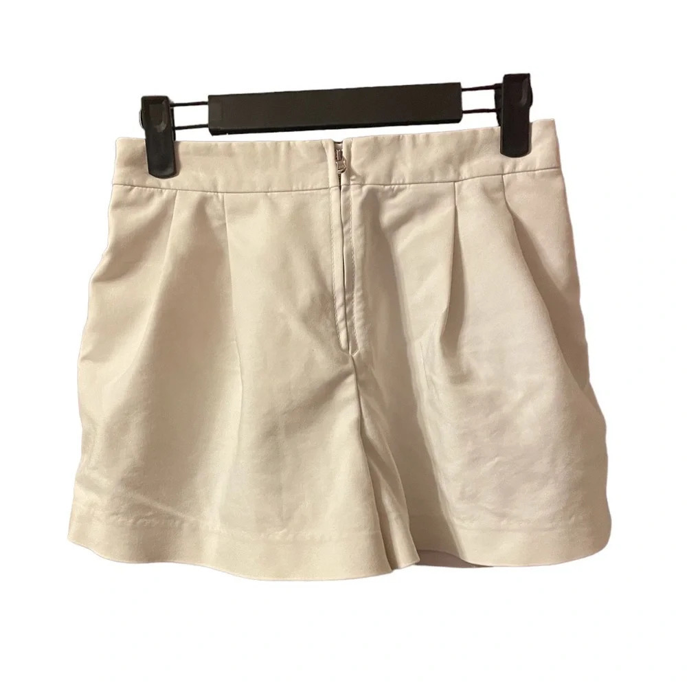 PHILLIP LIM WHITE ZIP FRONT PLEATED SHORTS
